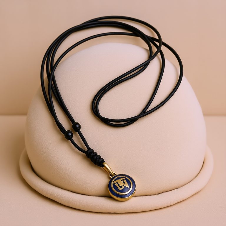 Lapis Lazuli Om Carved Pendant Necklace