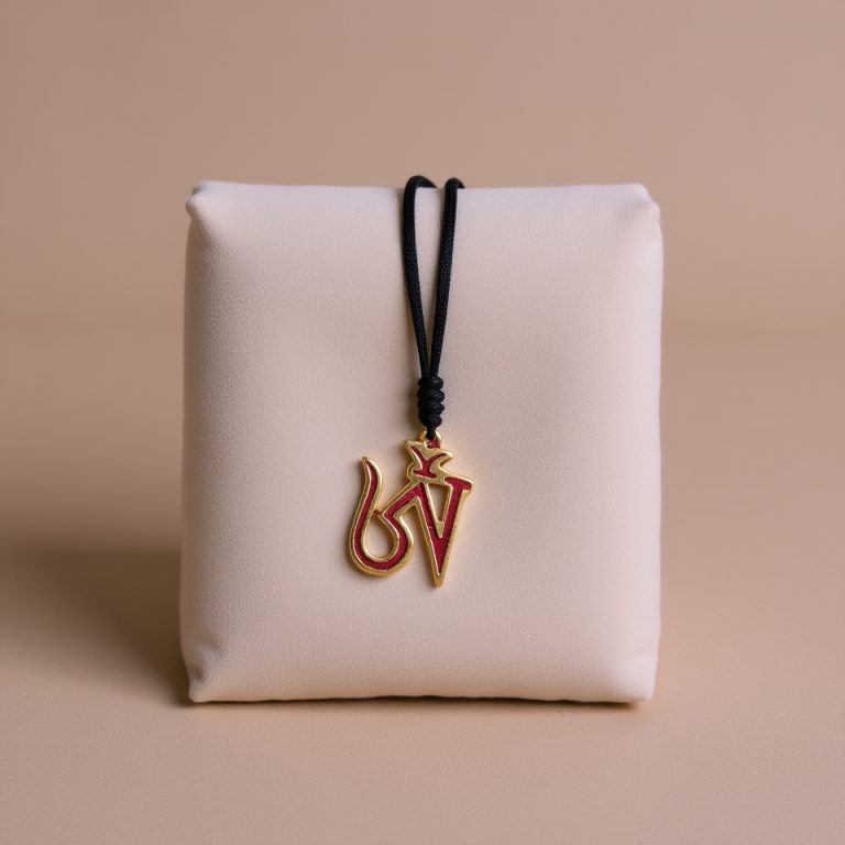 Tibetan Om Pendant in White Metal