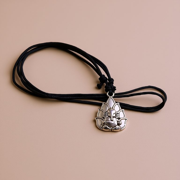 Ganesha Pendant Necklace in White Metal