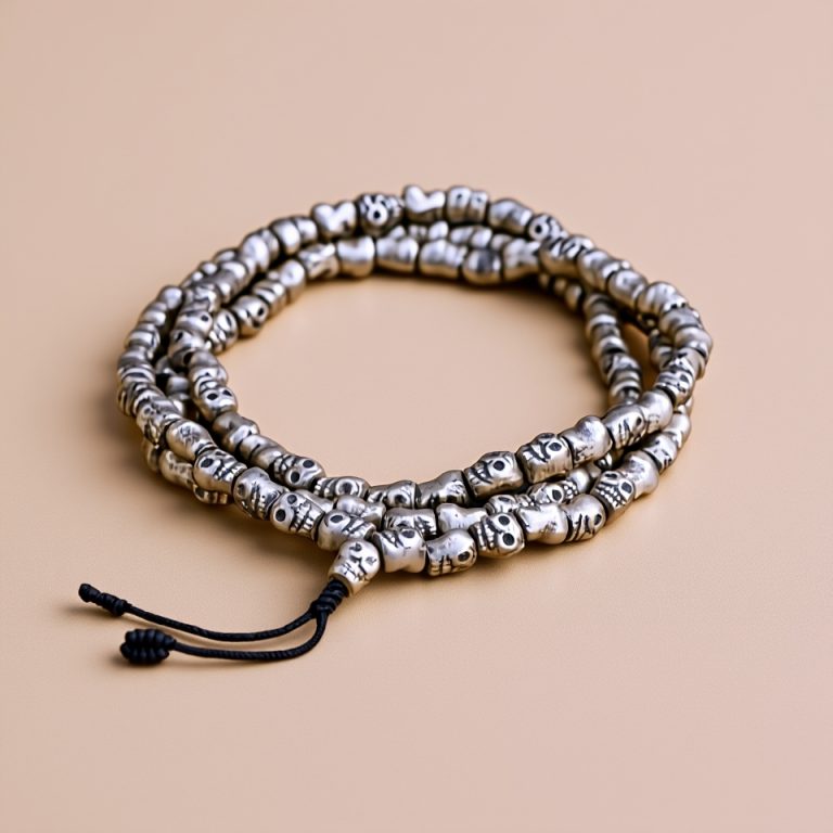 Brass Skull Japa Mala for Inner Peace