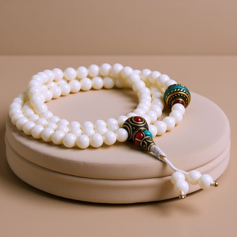 Conch Shell Mala with Inlay Bead