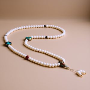 Conch Shell Mala with Carnelian Stone
