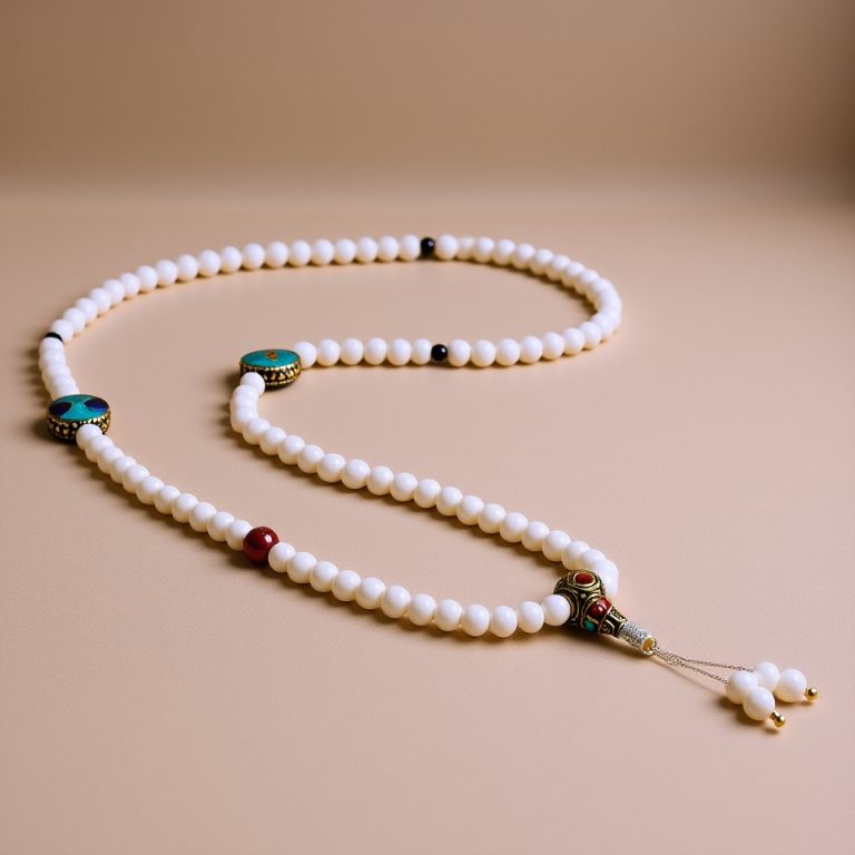 Conch Shell Mala with Carnelian Stone