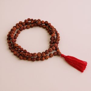 5 Faces Rudraksha Seed Japa Mala with Red Tassel
