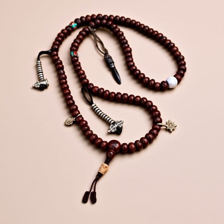 Phoenix Eye Bodhi Seed Mala with Brass Beads
