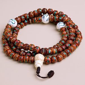Antique Bodhi Seed Conch Shell Japa Mala