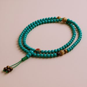 Turquoise Stone Mala with Inlaid Bead