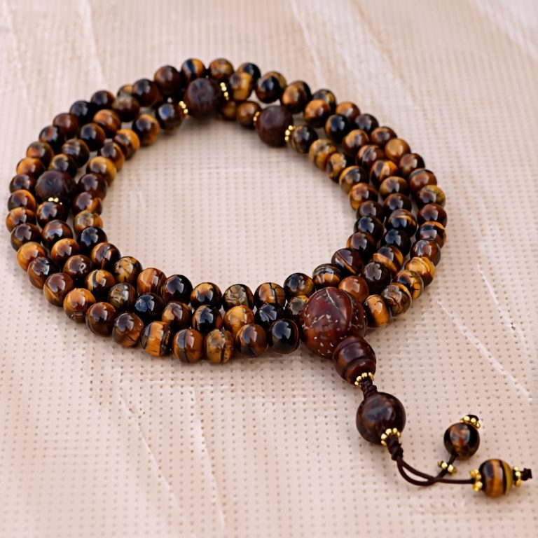 Bodhi Tiger Eye Stone Prayer Mala