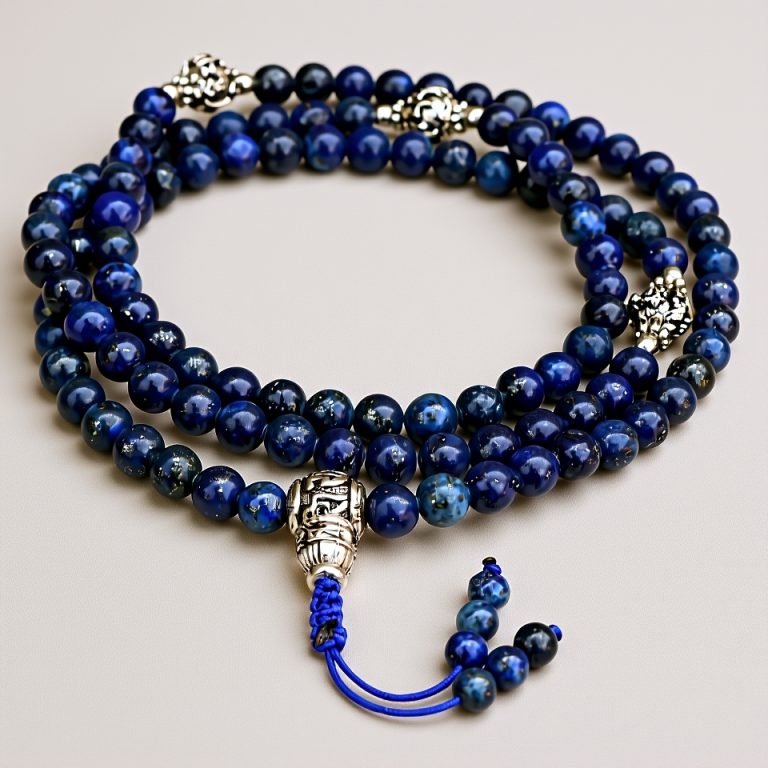 Blue Tibetan Mantra Lapis Lazuli Japa Mala