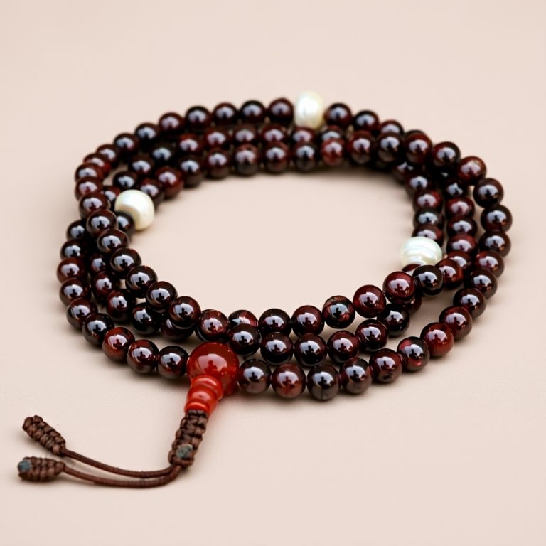 Dark Brown Carnelian Garnet Meditation Mala