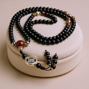 Double Dorje Matte Onyx Japa Mala
