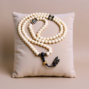 Wood Jasper Mala with Dzi and Mantra Beads