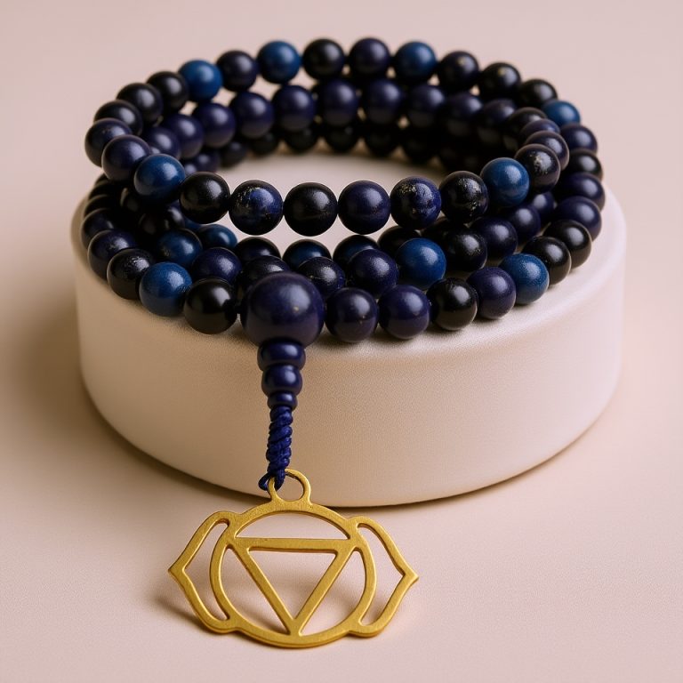 Lapis Lazuli Japa Mala with Third Eye Chakra
