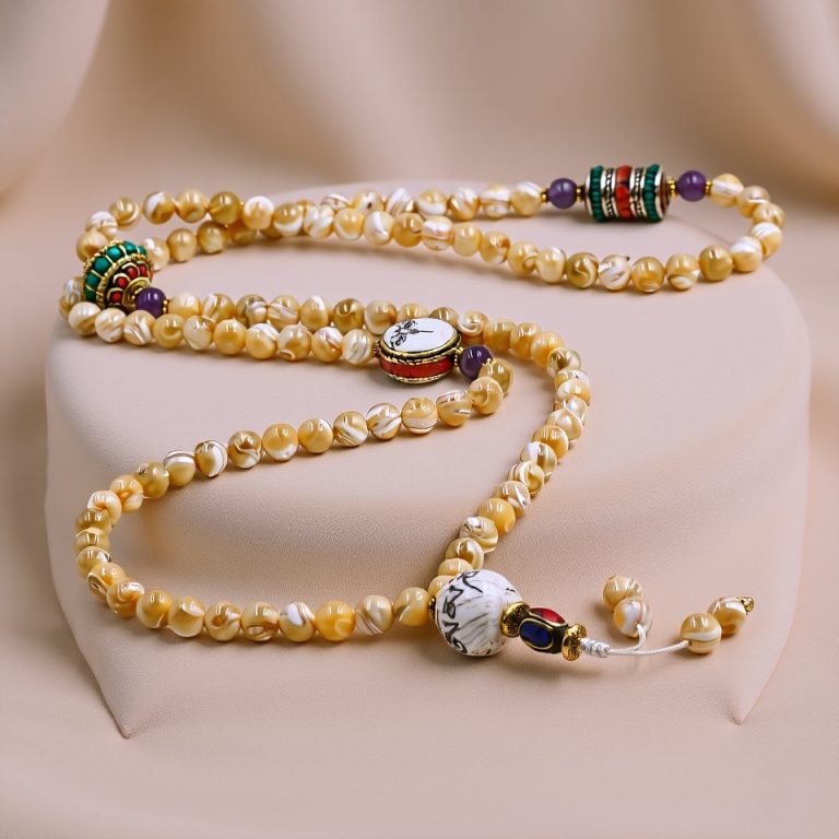 Mother of Pearl Buddha Eye Conch Shell Mala