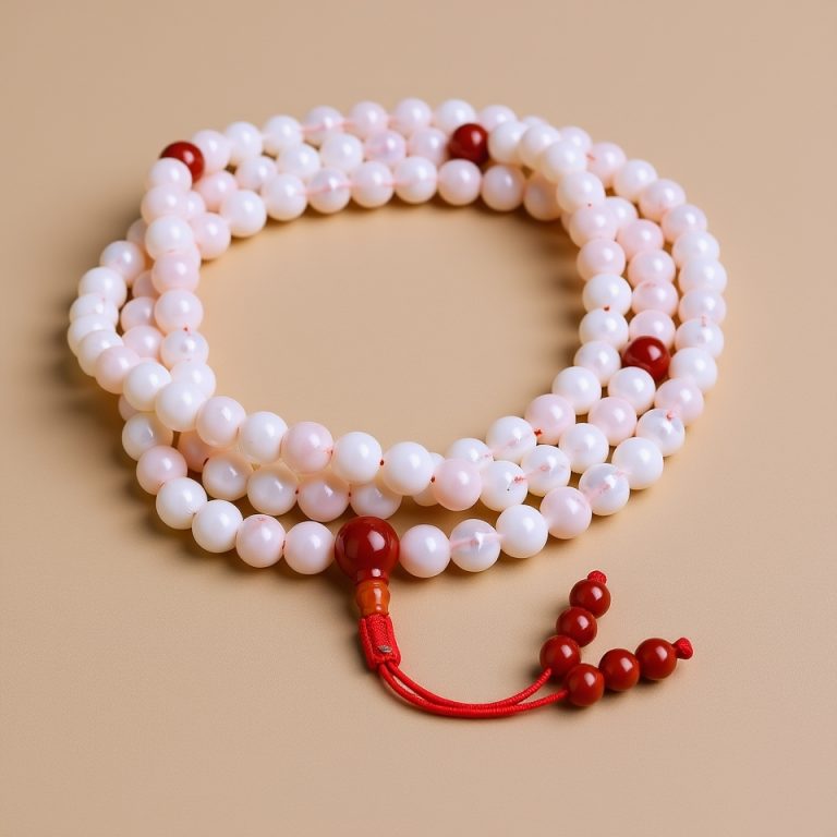 Rose Quartz Japa Mala with Carnelian Beads