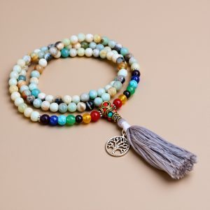 Seven Chakra Amazonite Stone Meditation Mala