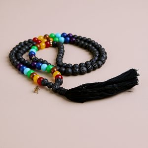 Seven Chakra Lava Stone Mala Bracelet