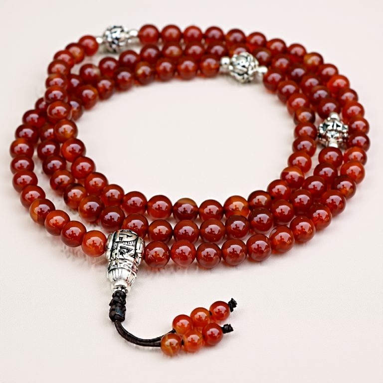 Carnelian Stone Tibetan Mantra Prayer Mala