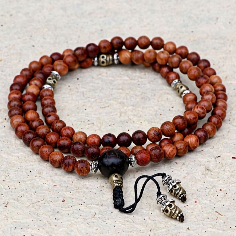 Bayong Wood Skull Japa Mala for Meditation