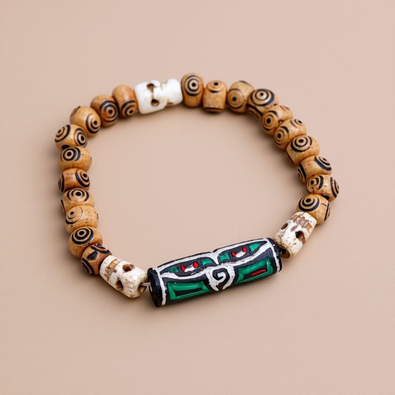 Buddha Eye Yak Bone Wrist Mala