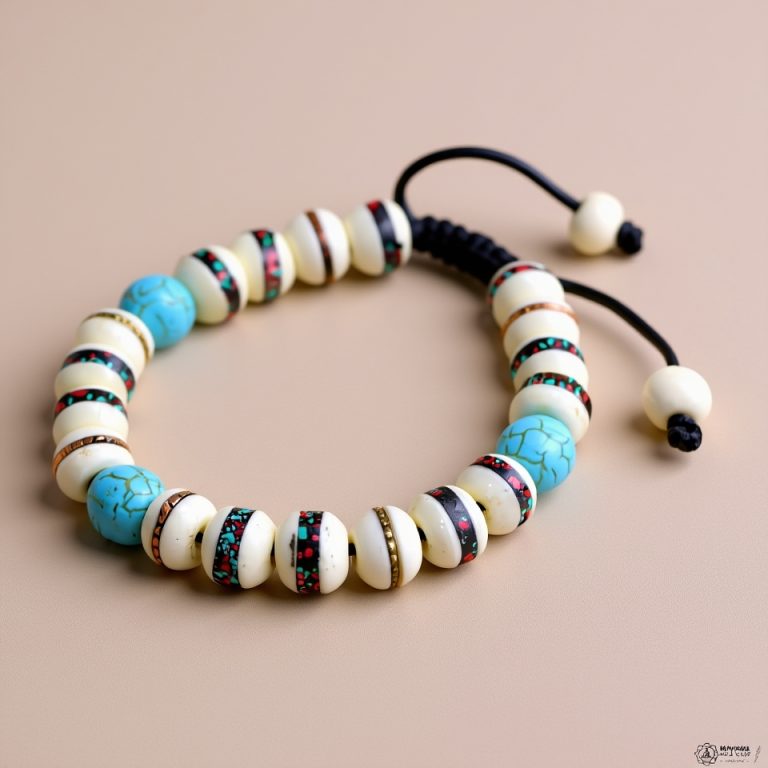 Inlaid Yak Bone Mala with Turquoise Spacers
