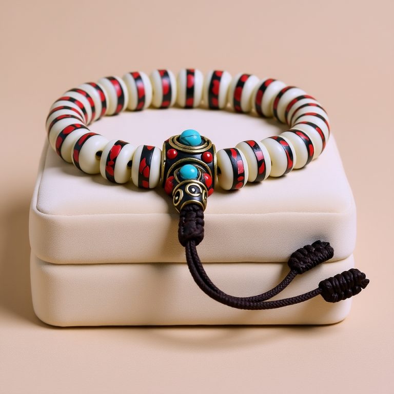 Yak Bone Wrist Mala with Brass Bead