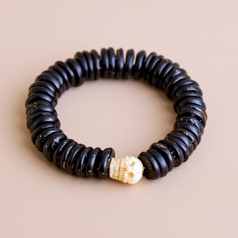 Tibetan Dark Yak Bone Skull Bead Mala