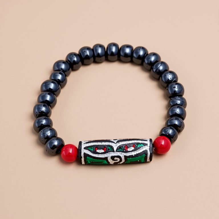 Wisdom Buddha Eye Yak Bone Wrist Mala