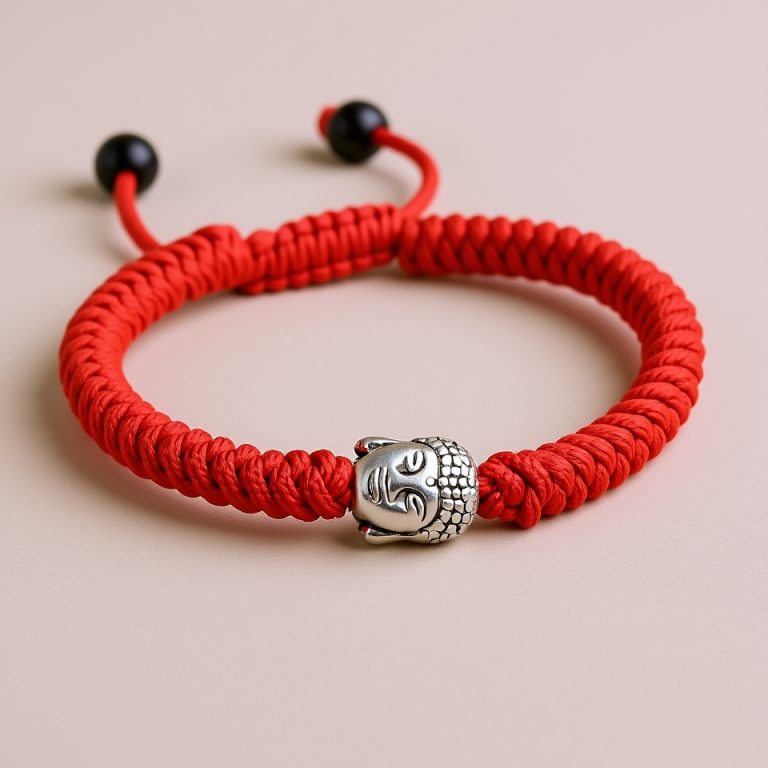 Red Buddha Hand Knotted Wrist Mala