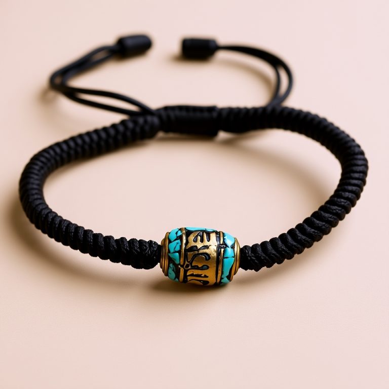 Hand-Knotted Wrist Mala with Brass Spacer
