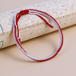 Hand-Knotted Red and White Wrist Mala