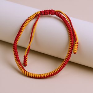 Hand-Knotted Red and Yellow Wrist Mala