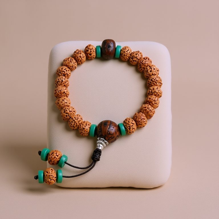 5 Faces Rudraksha Seed Mala with Bodhi Spacers