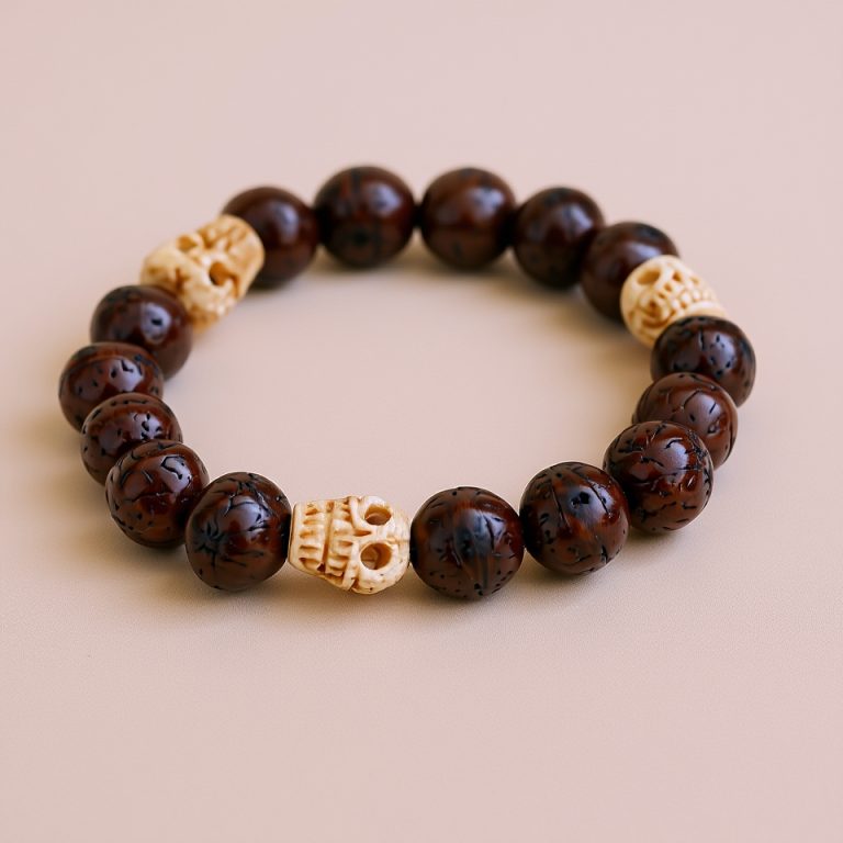 Bodhi and Yak Bone Skull Wrist Mala