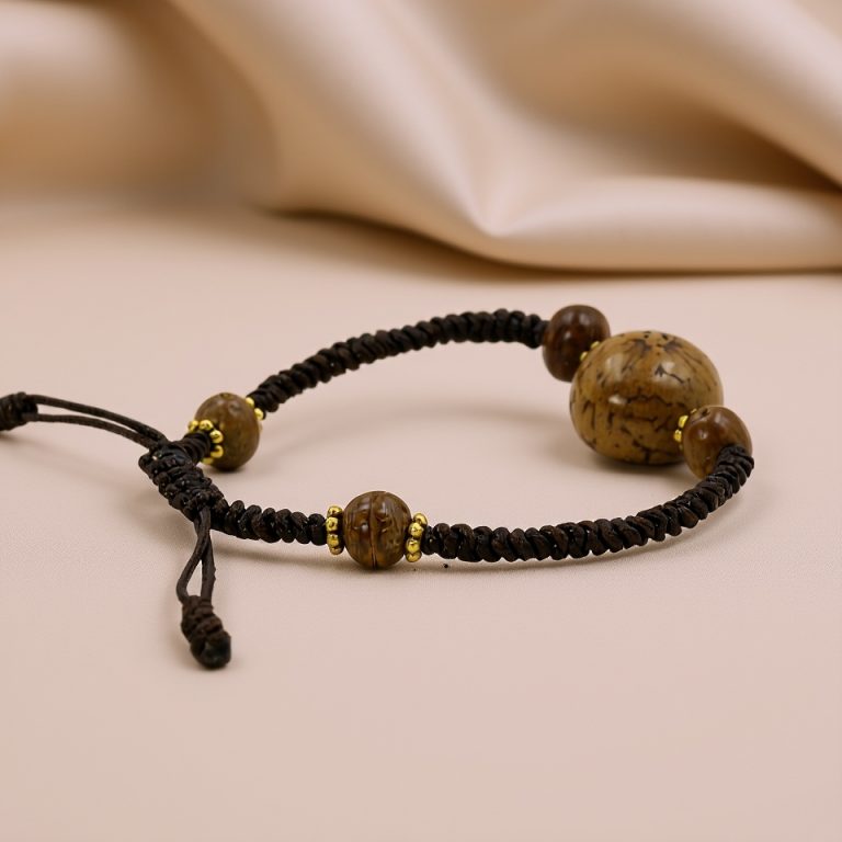 Three Eye Bodhi Seed Wrist Mala with Raktu