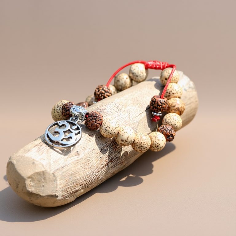 Hindu Om Lotus Seed Wrist Mala