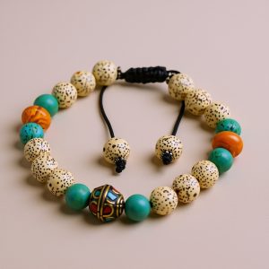 Lotus Seed and Brass Wrist Mala