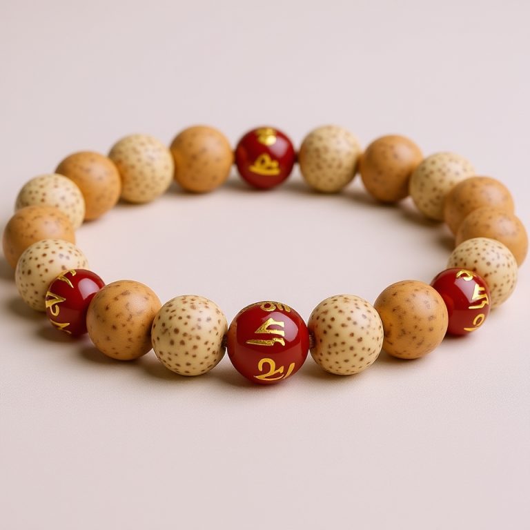 Lotus Seed Mala with Carnelian Stone