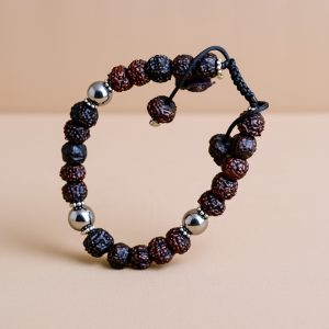 Rudraksha Wrist Mala with Hematite Stones