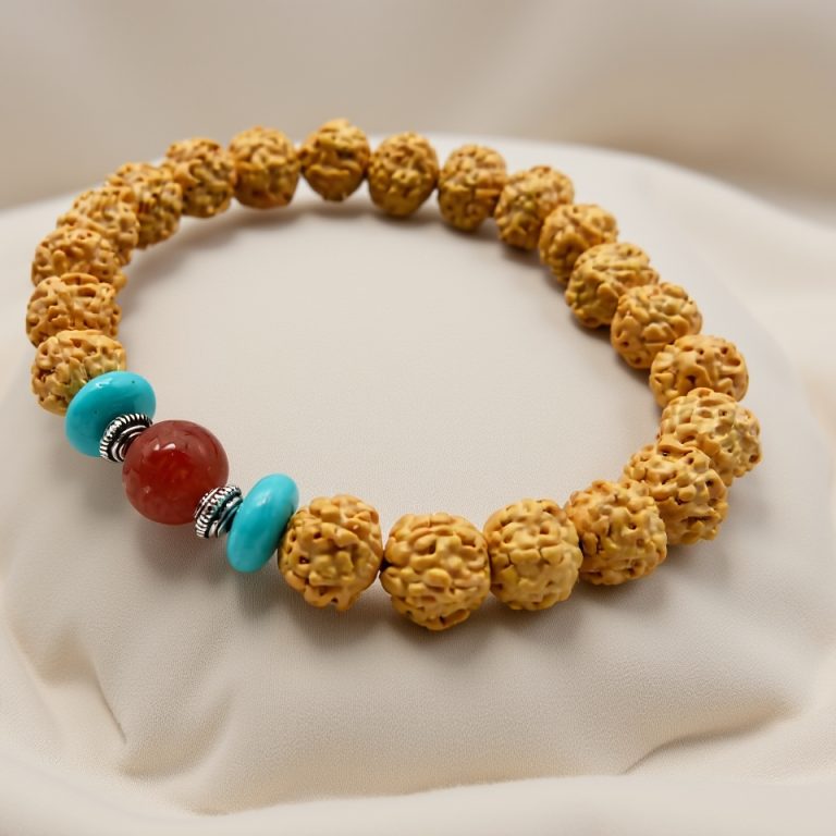 5 Faces Rudraksha Mala with Carnelian Stone