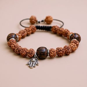 5 Faces Rudraksha Seed Mala with Hamsa Charm