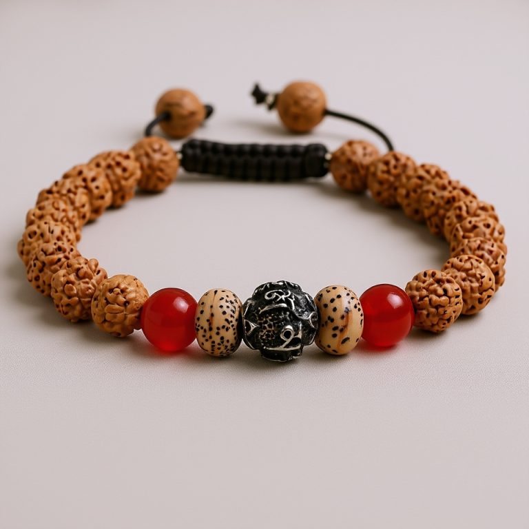 Tibetan 5 Faces Rudraksha Seed Wrist Mala