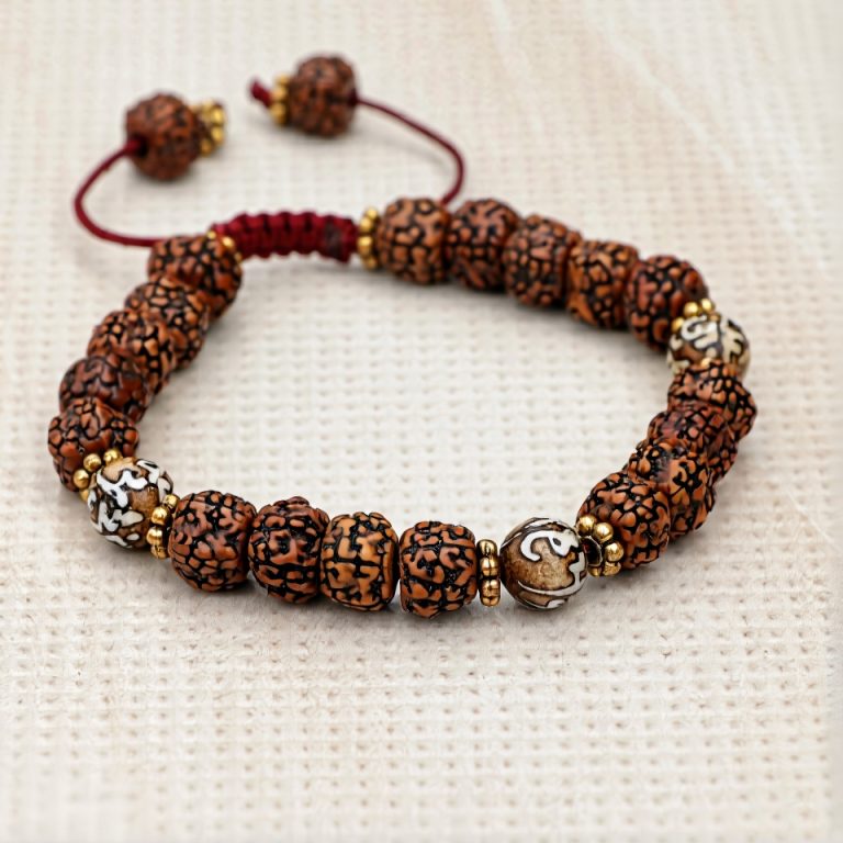 Rudraksha Seed Tibetan Mantra Wrist Mala