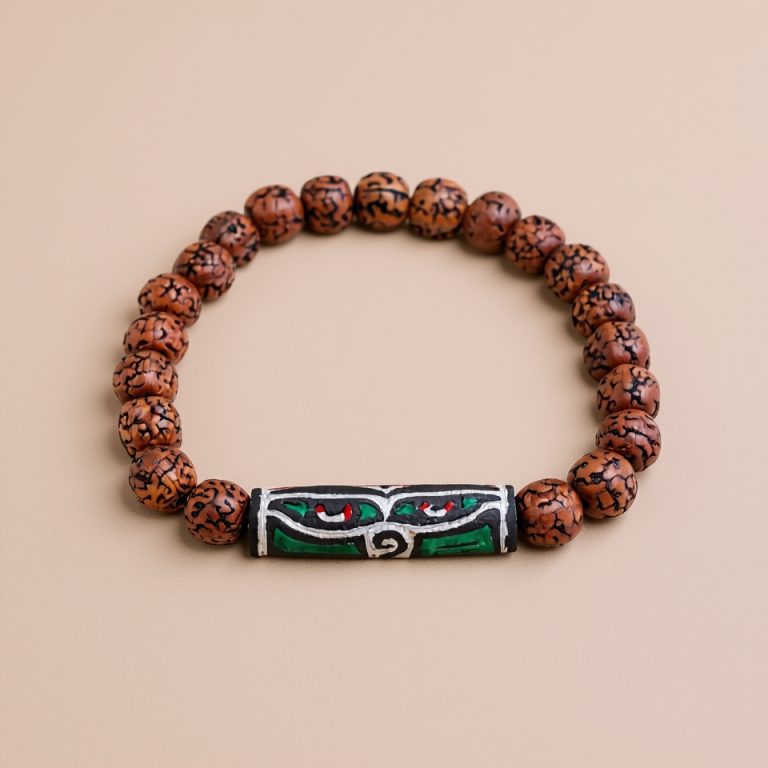 Wisdom Buddha Eyes Rudraksha Seed Bracelet