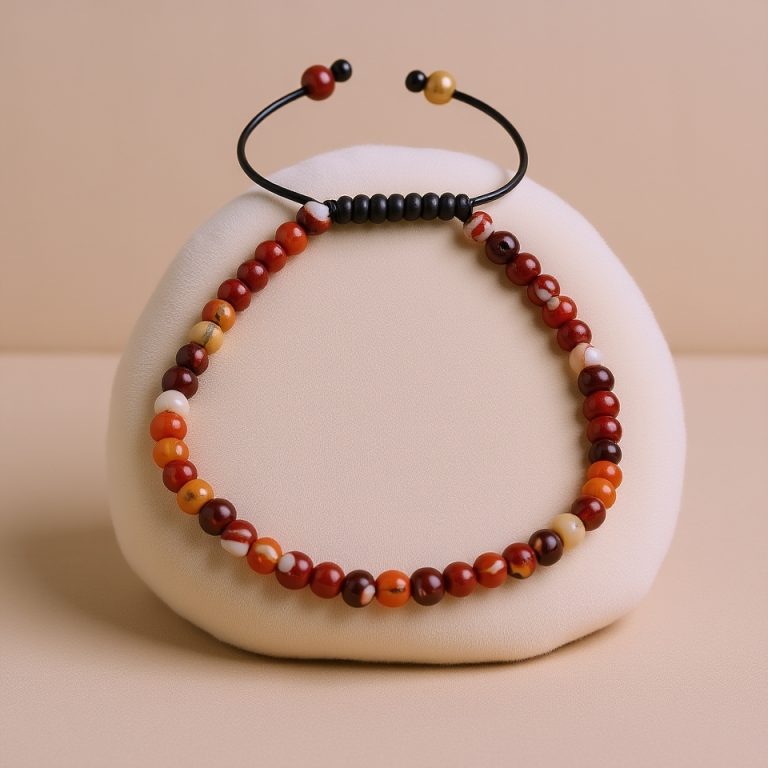 Fire Agate Stone Wrist Mala Bracelet