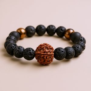6-Faced Rudraksha Lava Stone Wrist Mala