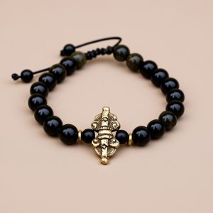 Black Obsidian Onyx Wrist Mala for Meditation