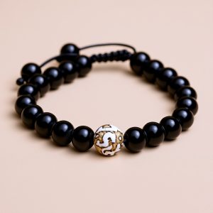 Black Onyx Mantra Carved Wrist Mala