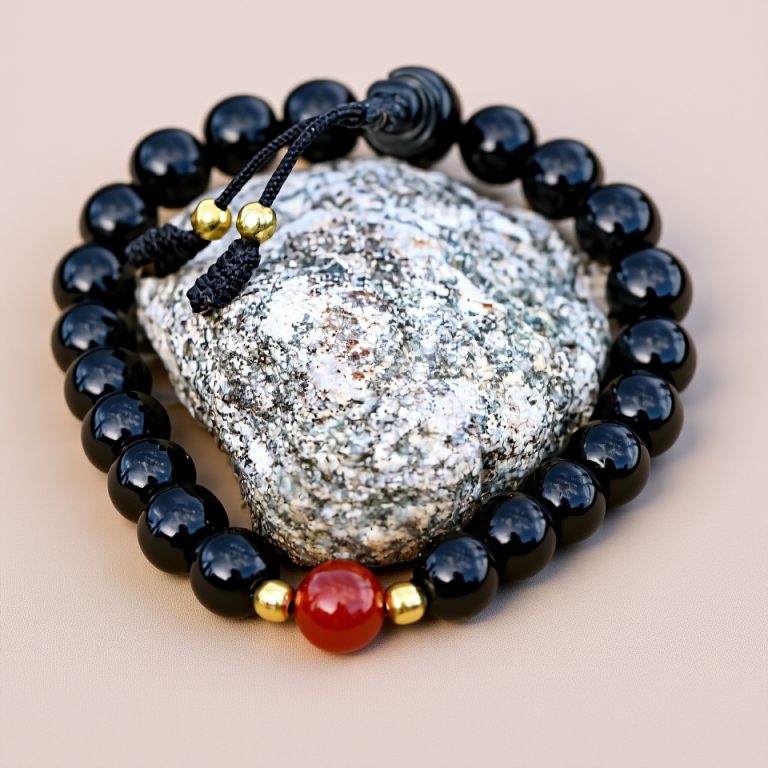 Black Onyx Stone Wrist Mala for Meditation