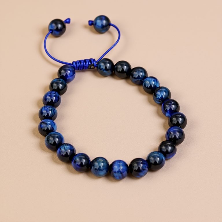 Blue Tiger Eye Stone Wrist Mala Bracelet